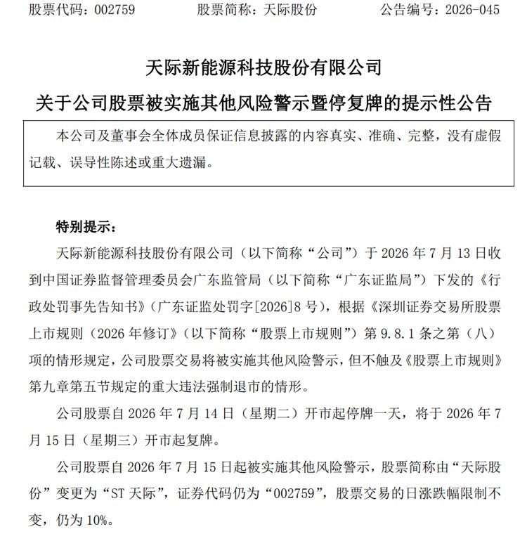 做假账！002759，将被ST，停牌一天